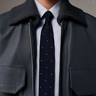 シルクニットタイ 6 cm 《ドット》 - ブルー | Hermès - エルメス-公式